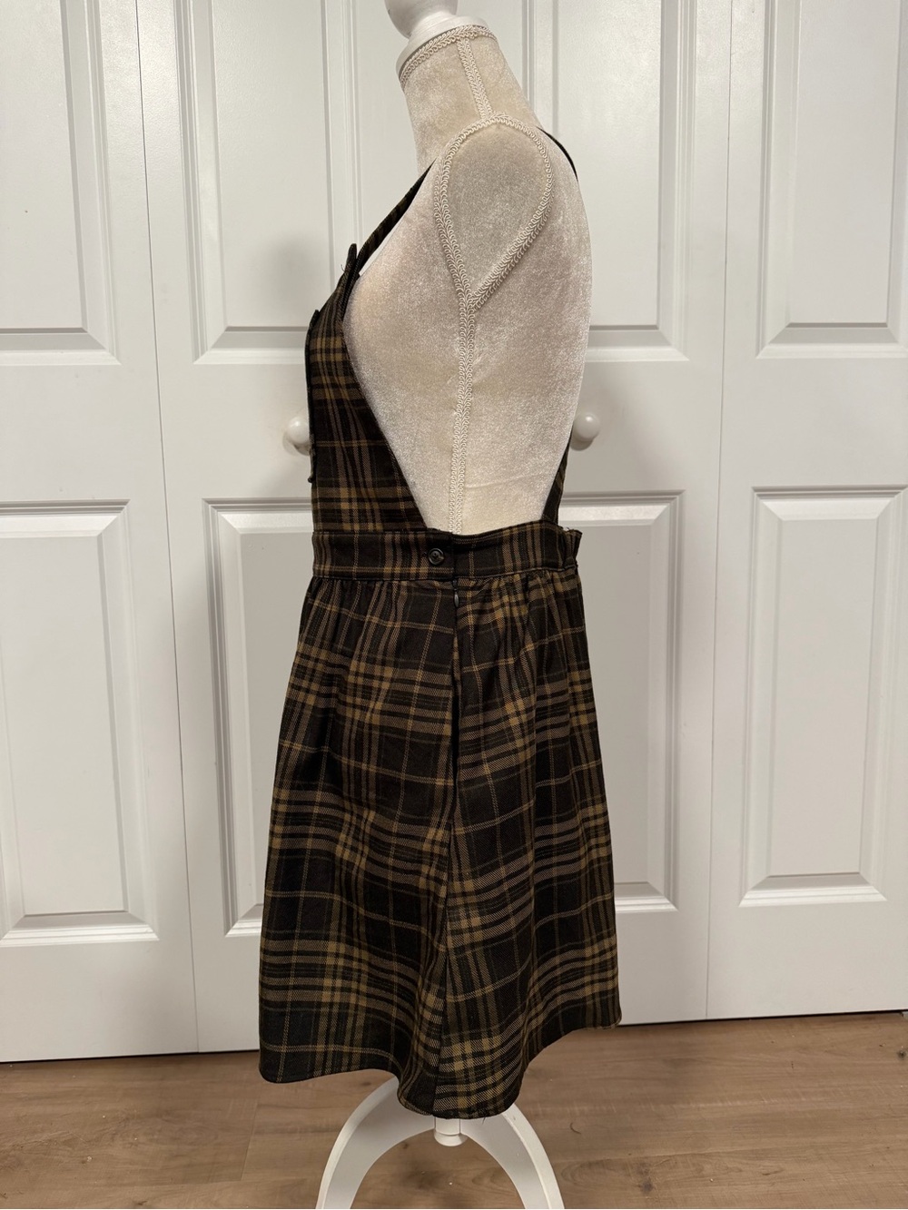 Disturbia Brown Plaid Pinafore Dress with Crescent Moon - Picture 4 of 6